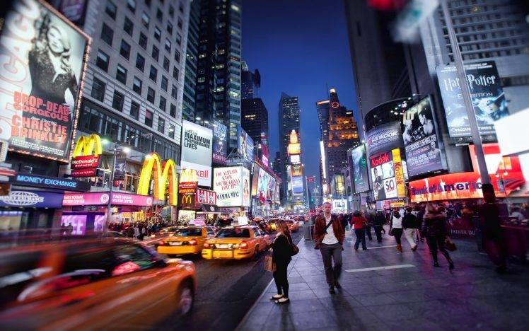 New York City, Time Square, City, Street, Traffic, Car, People HD Wallpaper Desktop Background