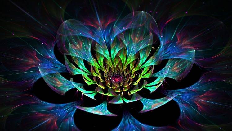 digital Art, Abstract, Colorful, Fractal Flowers, Glowing HD Wallpaper Desktop Background