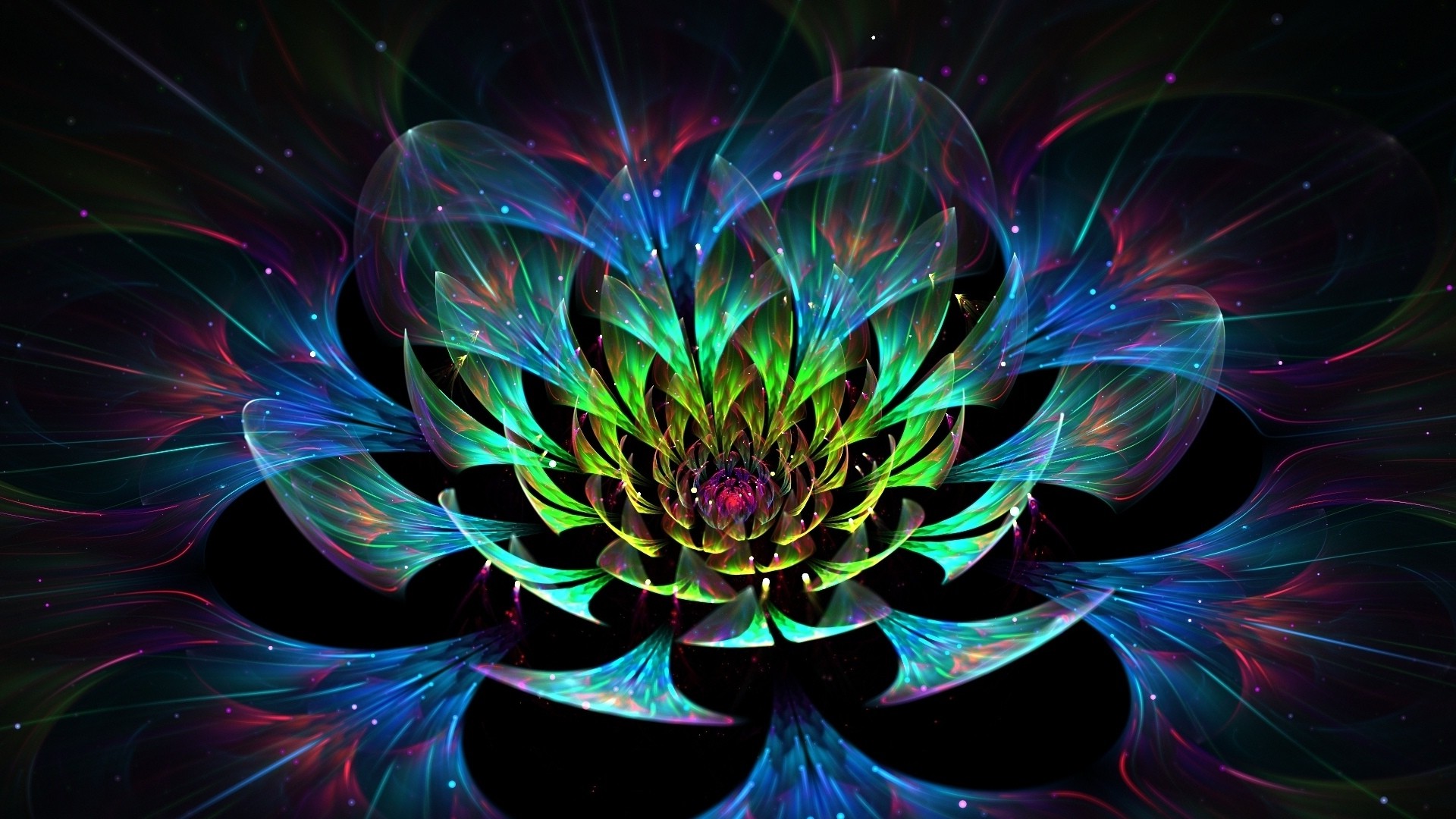  digital  Art  Abstract  Colorful Fractal Flowers Glowing 