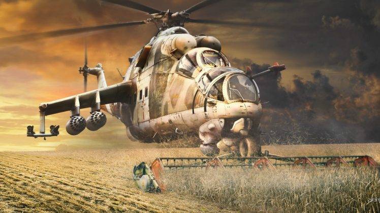 artwork, Helicopters, Humor, Mil Mi 24 HD Wallpaper Desktop Background