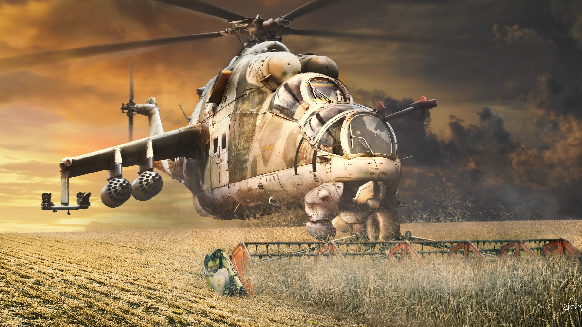 artwork, Helicopters, Humor, Mil Mi 24 Wallpaper
