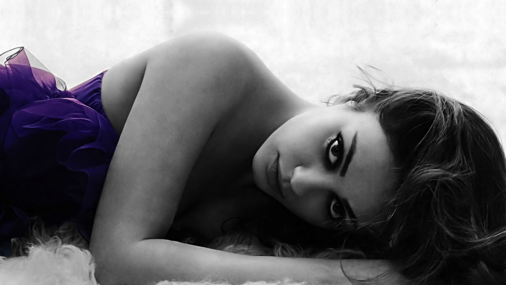 women, Model, Celebrity, Mila Kunis, Selective Coloring Wallpaper