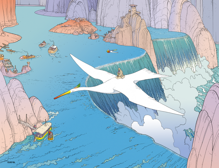 comics, Mœbius, Artwork, Waterfall HD Wallpaper Desktop Background