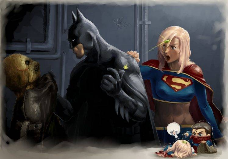 Batman, Superman, Superwoman, DC Comics, Supergirl, Digital Art, Kryptonite HD Wallpaper Desktop Background