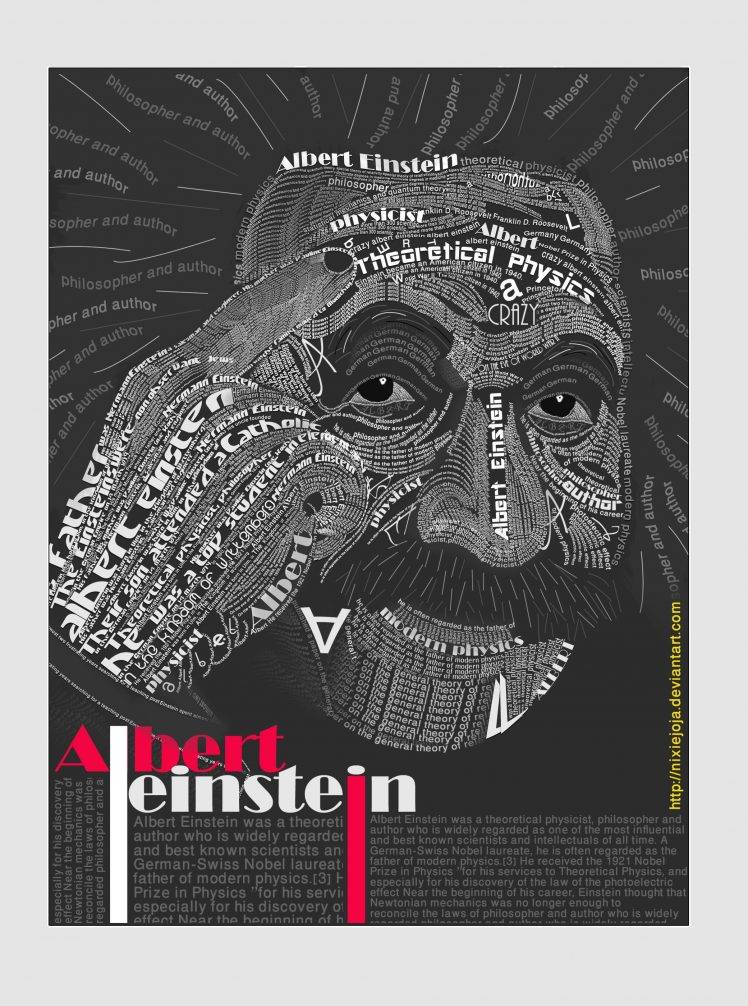 Albert Einstein, Typography, Typographic Portraits HD Wallpaper Desktop Background