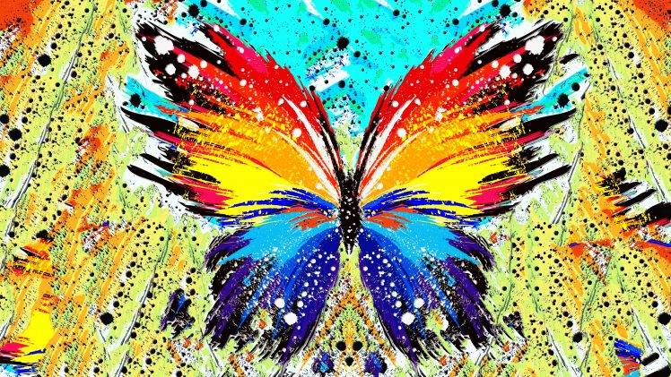 abstract, Paint Splatter, Butterfly HD Wallpaper Desktop Background