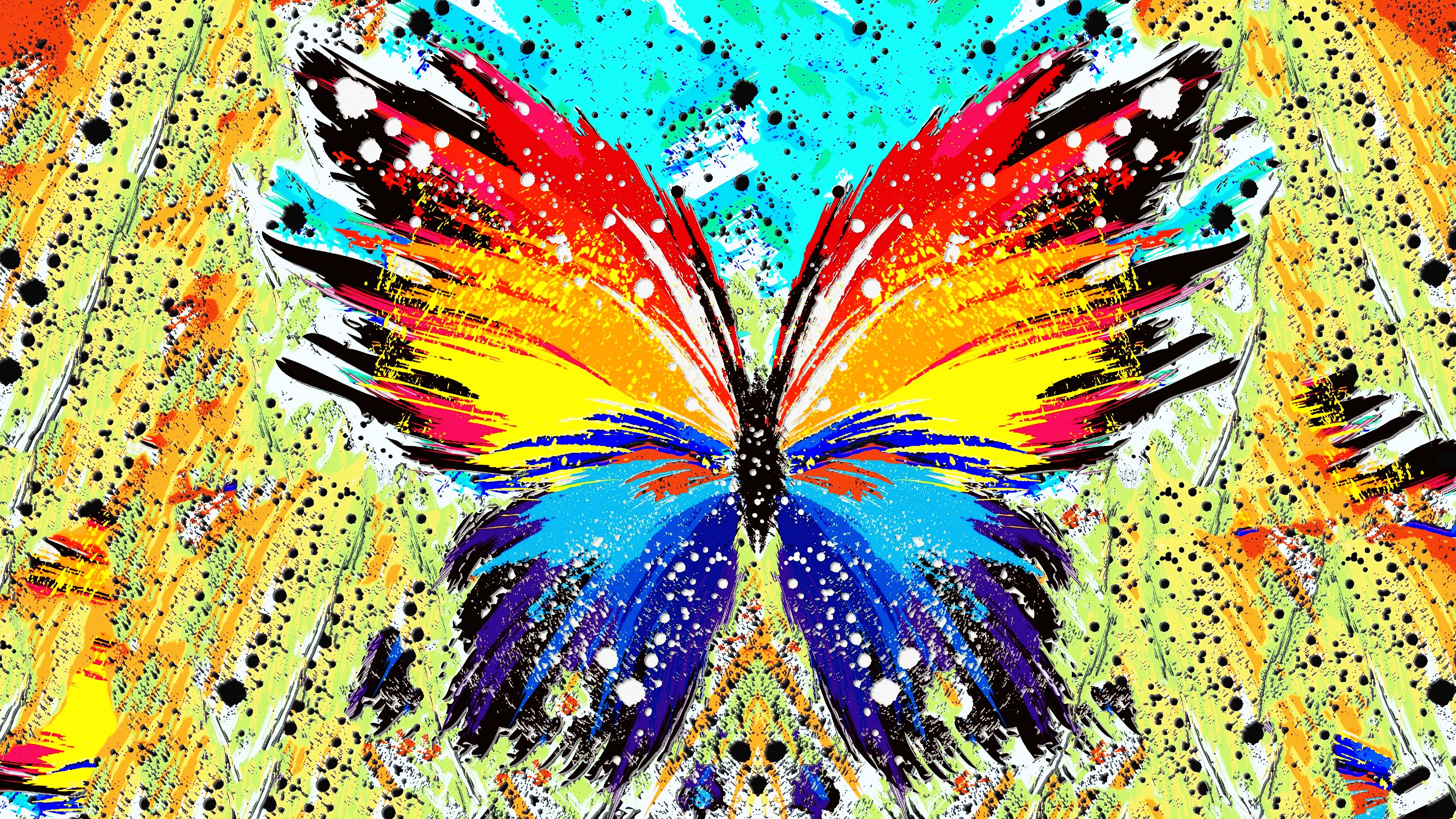 abstract, Paint Splatter, Butterfly Wallpaper