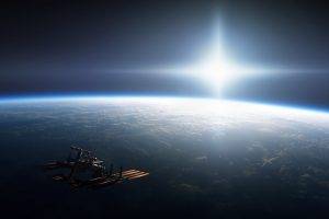 space, Universe, Sun, Earth, Clouds, ISS, Orbits