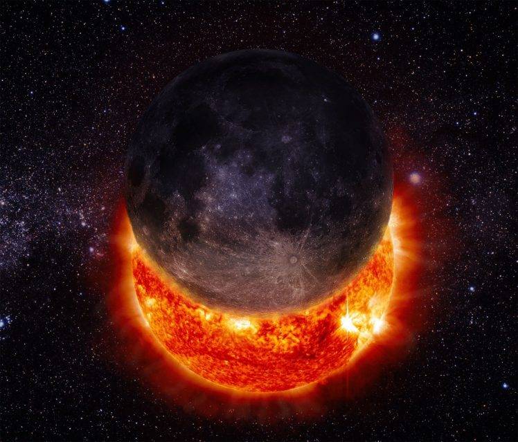 space, Universe, Sun, Moon, Solar Eclipse, Stars HD Wallpaper Desktop Background