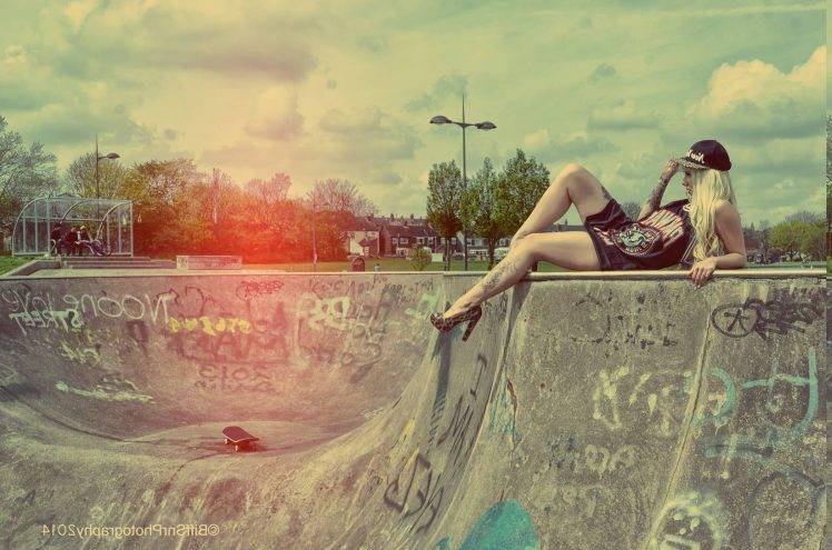 women, Skateboard, Skatepark HD Wallpaper Desktop Background