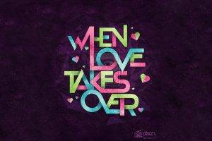 typography, Quote, Purple Background, Colorful, Love