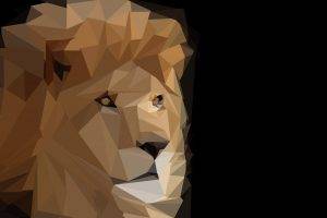 lion, Animals, Low Poly, Digital Art, Artwork, Black Background
