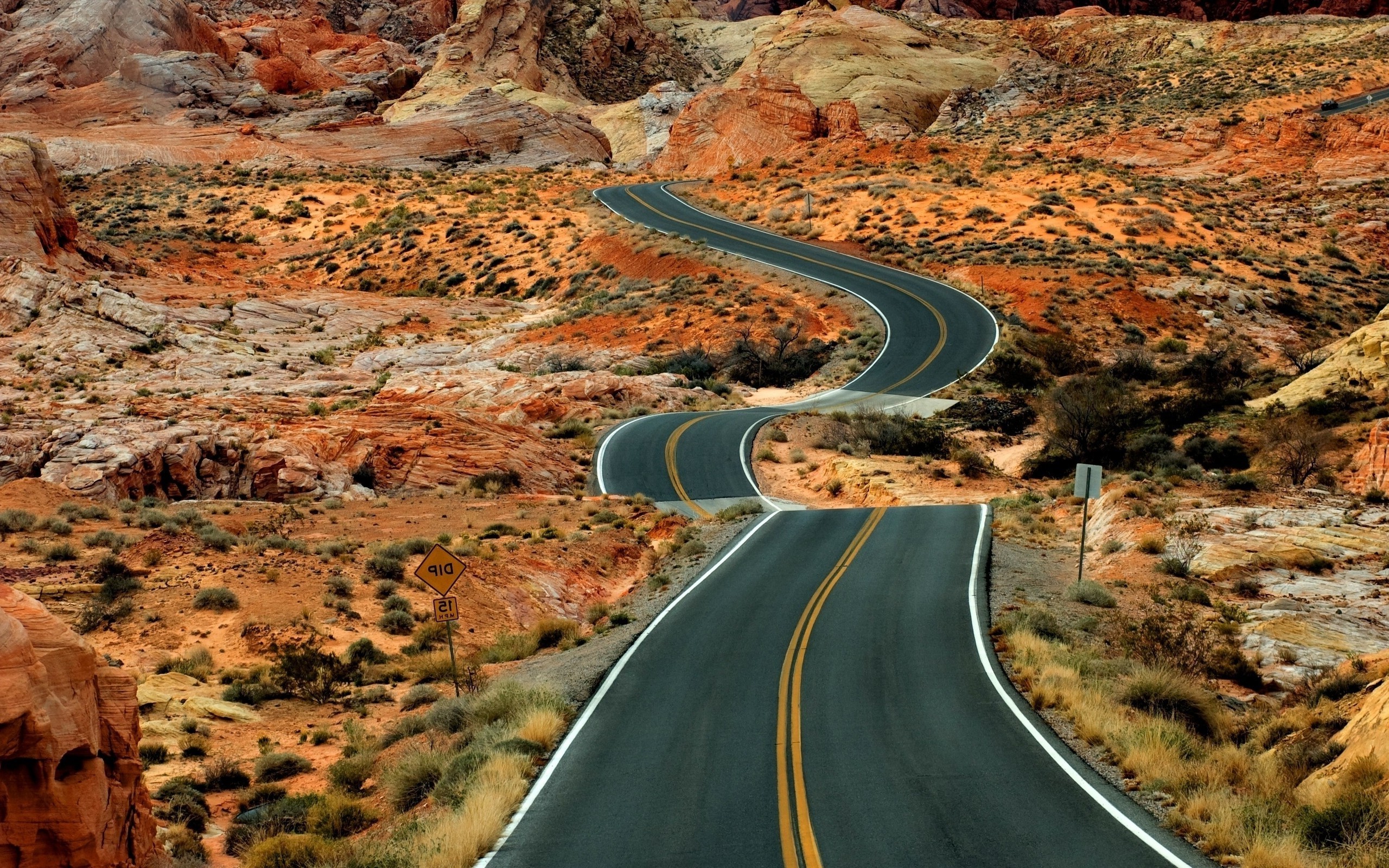 road, Desert, Landscape Wallpaper