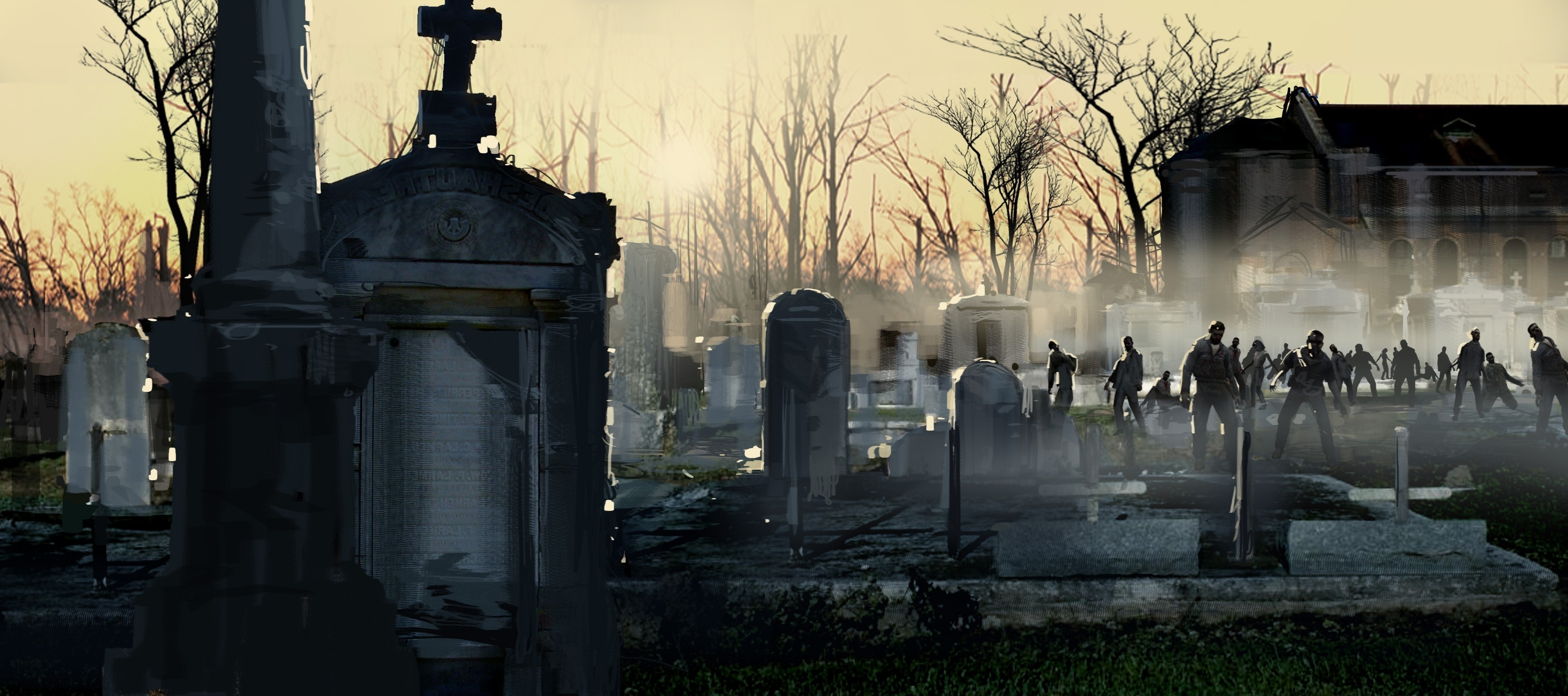 Left 4 Dead 2, Video Games, Concept Art, Zombies, Graveyards Wallpaper
