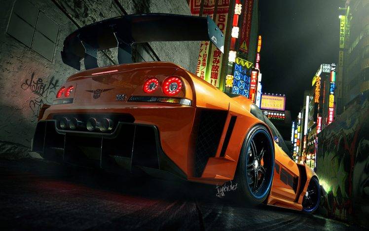 Nissan Skyline GT R R34, Sports Cars, Sports Car, Digital Art HD Wallpaper Desktop Background