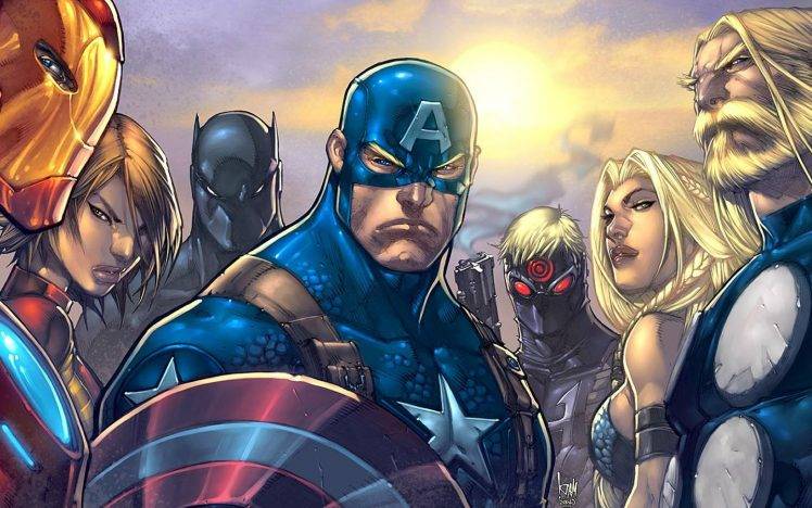 Iron Man, Captain America, Black Panther, Hawkeye, Thor, Janet Van Dyne, Comics HD Wallpaper Desktop Background