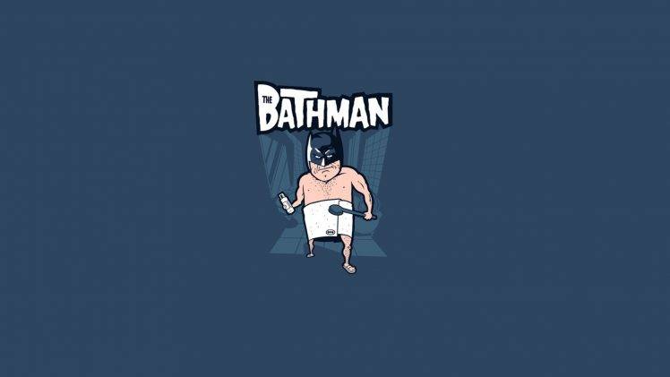 minimalism, Humor, Simple Background, Batman, Bath, Comics, Logo, Brush, Flip Flops, Towel, Blue Background HD Wallpaper Desktop Background