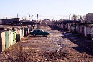 Russia, Landscape, Garages, Moskvich