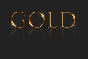 gold, Typography, Reflection, Gray Background