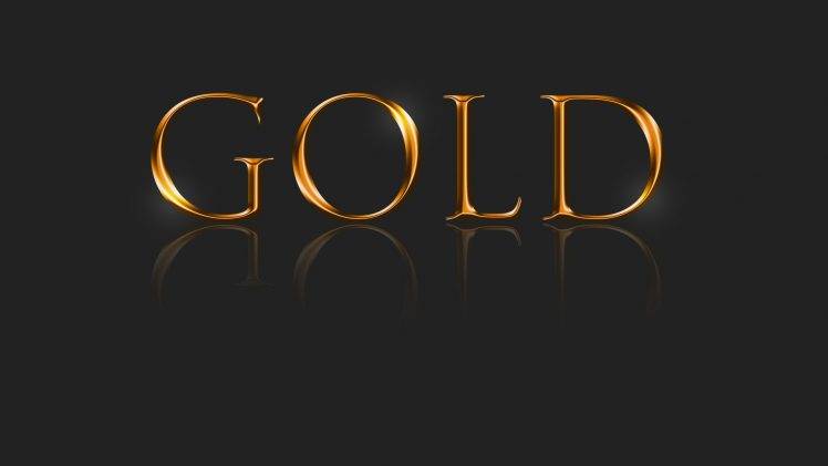 gold, Typography, Reflection, Gray Background HD Wallpaper Desktop Background