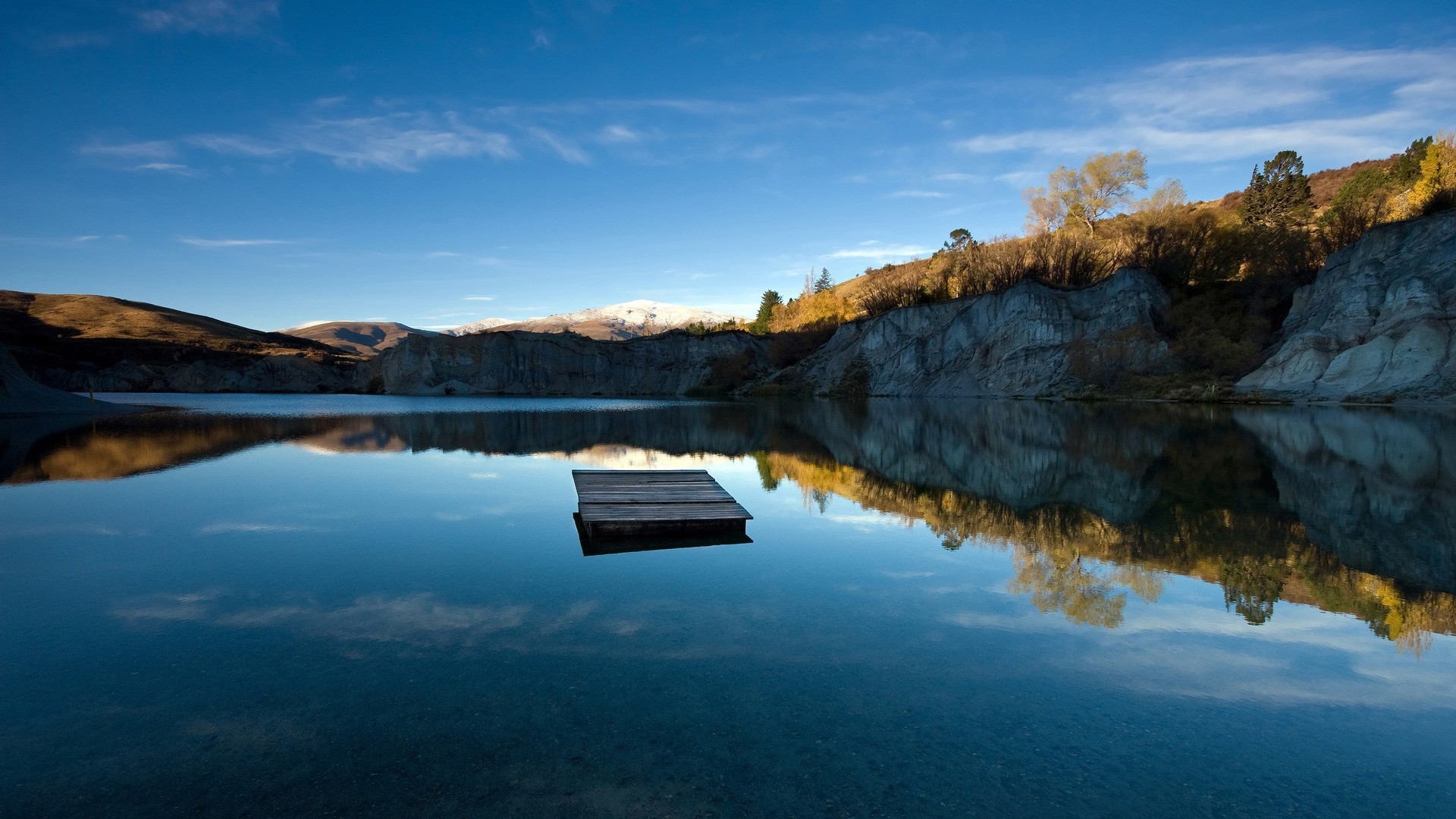 nature, Landscape, Trees, Forest, Lake, Mountain, Rock, Reflection, Pier, Wood, Clouds, Snow, Hill Wallpaper