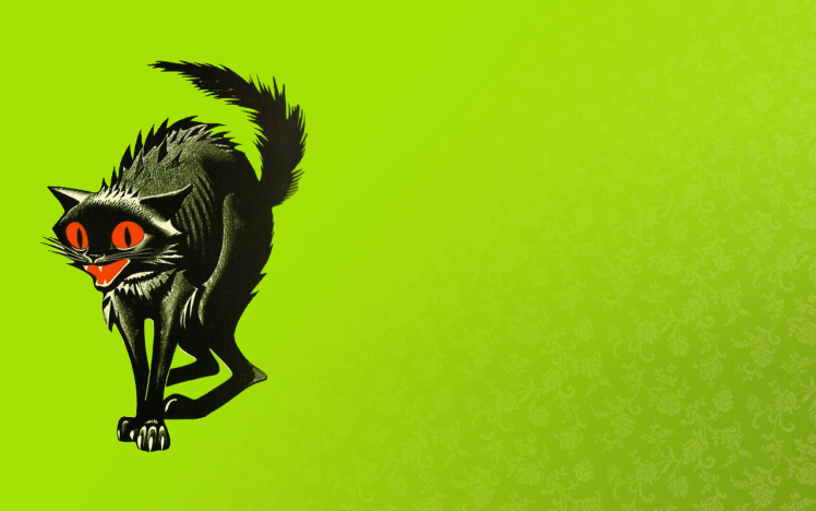 cat, Black Cats, Green, Pattern, Animals, Red Eyes, Artwork, Digital Art HD Wallpaper Desktop Background