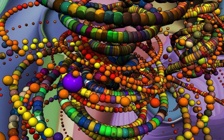 digital Art, Abstract, 3D, Ball, Sphere, Colorful, Chains HD Wallpaper Desktop Background