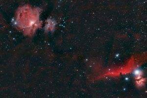 Orion, Space, Stars, Red, Black, NASA, Nebula