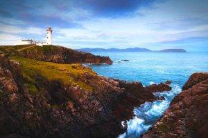 nature, Coast, Cliff, Sea, Landscape, Lighthouse, Grass