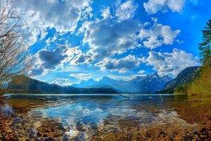 nature, Landscape, Mountain, Trees, Clouds, Lake