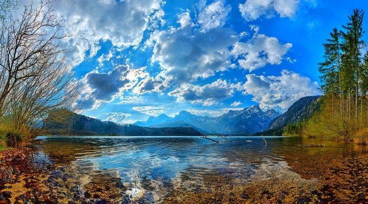 nature, Landscape, Mountain, Trees, Clouds, Lake HD Wallpaper Desktop Background