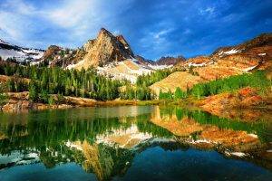 Utah, USA, Mountain, Lake, Trees, Nature, Landscape