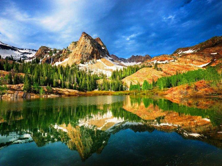 Utah, USA, Mountain, Lake, Trees, Nature, Landscape HD Wallpaper Desktop Background