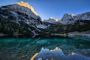 nature, Lake, Germany, Sunrise, Landscape, Mountain, Water, Forest, Mirror, Reflection, Space