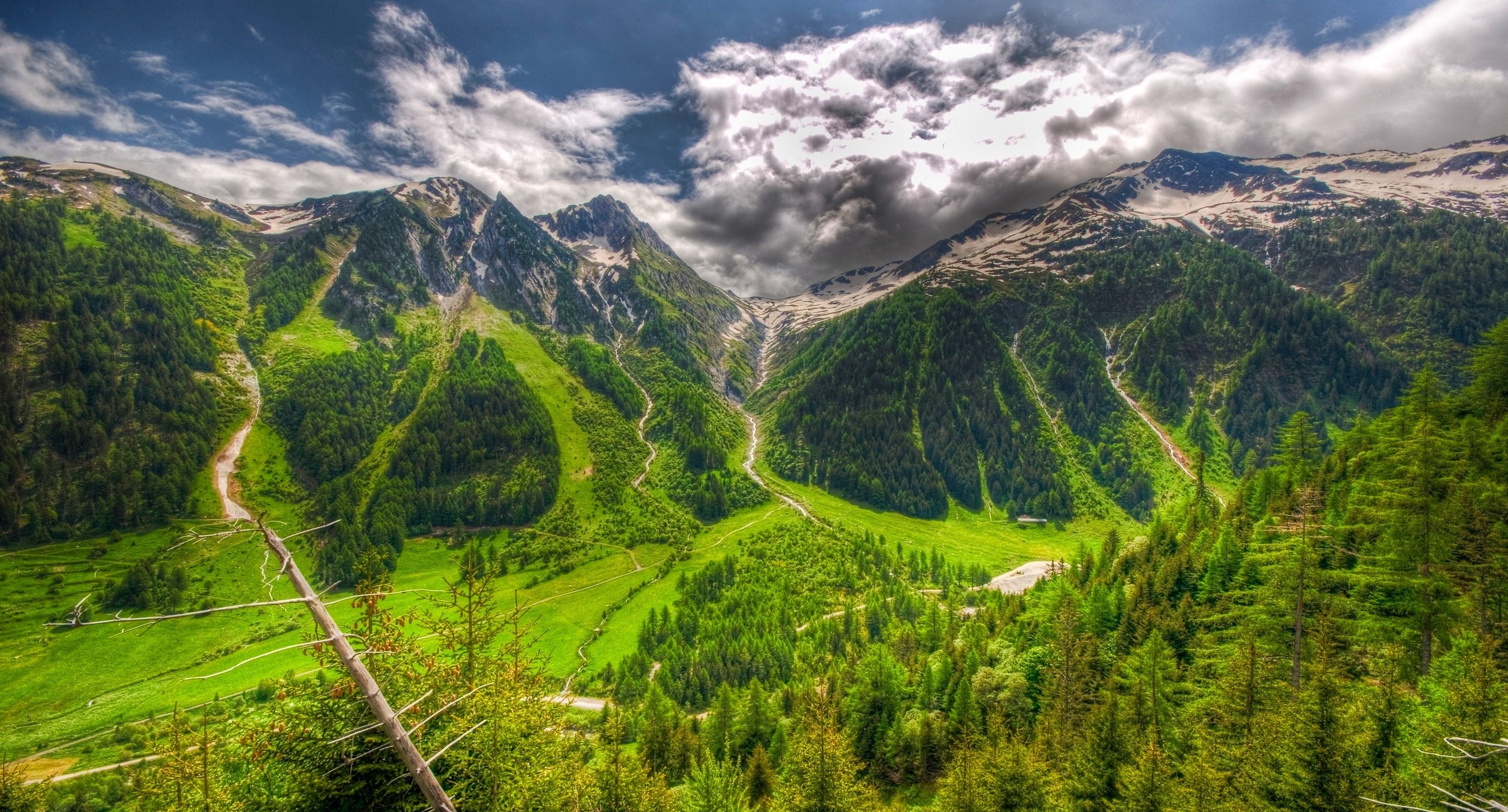 nature, Landscape, Switzerland, Valley, Summer, Mountain, Forest, Clouds, Grass Wallpaper