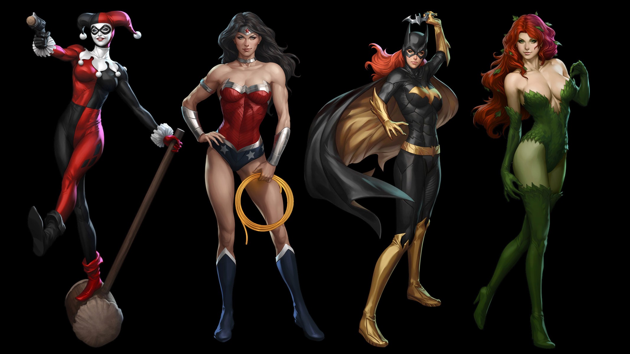 DC Comics, Batgirl, Poison Ivy, Wonder Woman, Harley Quinn Wallpaper