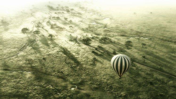 Serengeti, Africa, Nature, Landscape, Hot Air Balloons HD Wallpaper Desktop Background