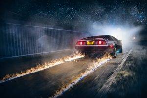 movies, Artwork, DeLorean, Back To The Future, Car, Fire