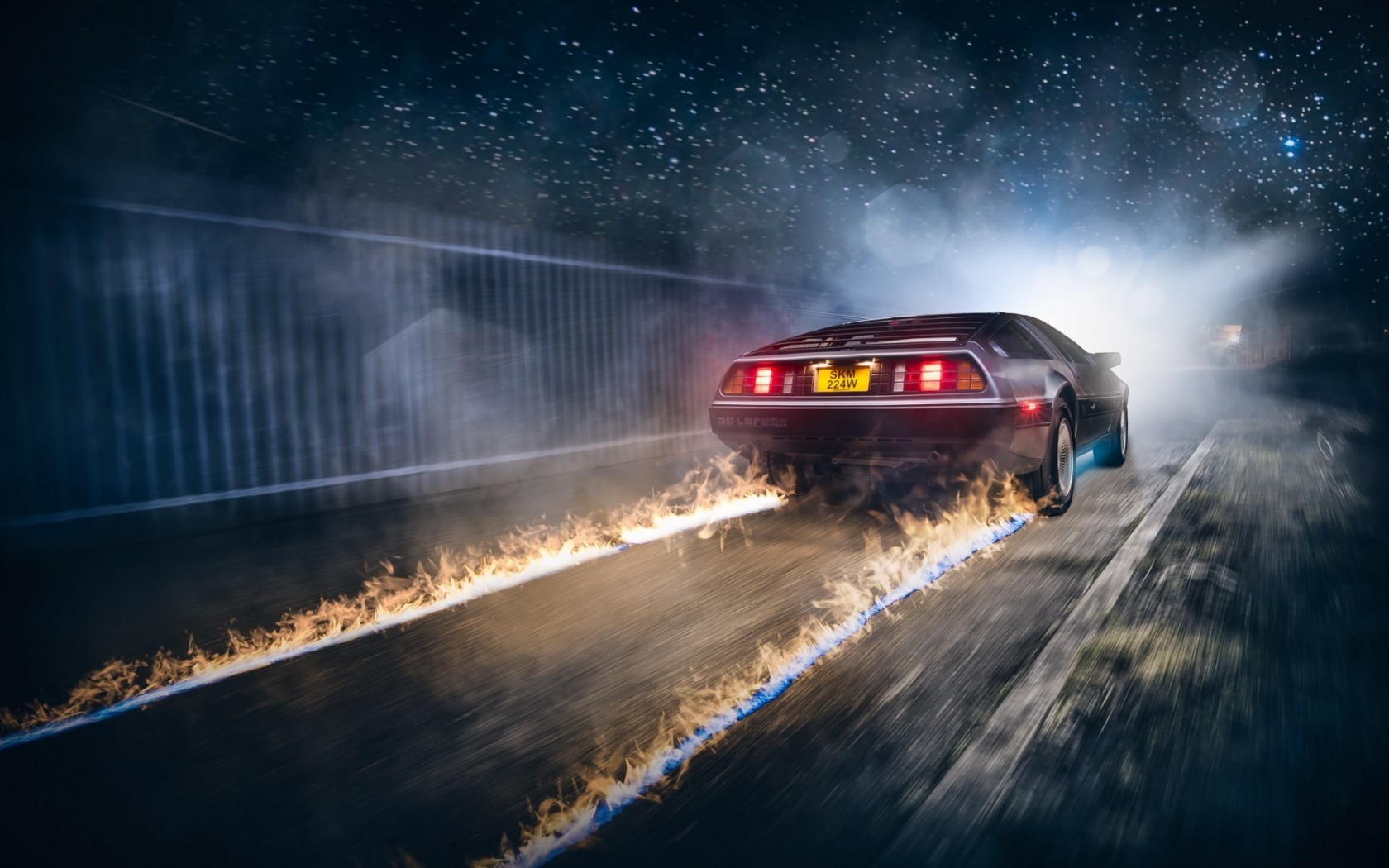 movies, Artwork, DeLorean, Back To The Future, Car, Fire Wallpaper