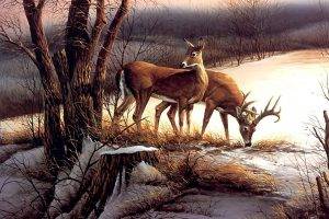 animals, Nature, Deer, Terry Redlin, Painting