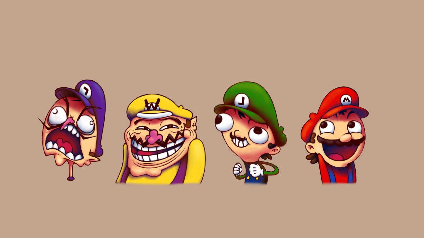 video Games, Super Mario, Mario Bros., Troll Face, Humor, Wario, Luigi