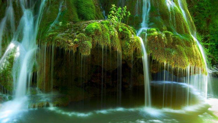 nature, Landscape, Waterfall, Romania, Moss, River, Water HD Wallpaper Desktop Background