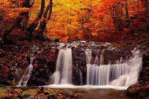 landscape, Fall, Forest, River, Waterfall, Trees