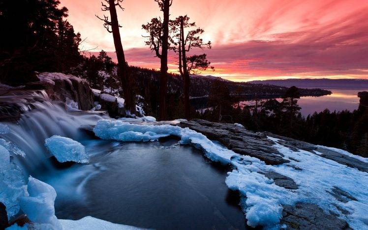 landscape, Sunset, Winter, Snow, Ice HD Wallpaper Desktop Background