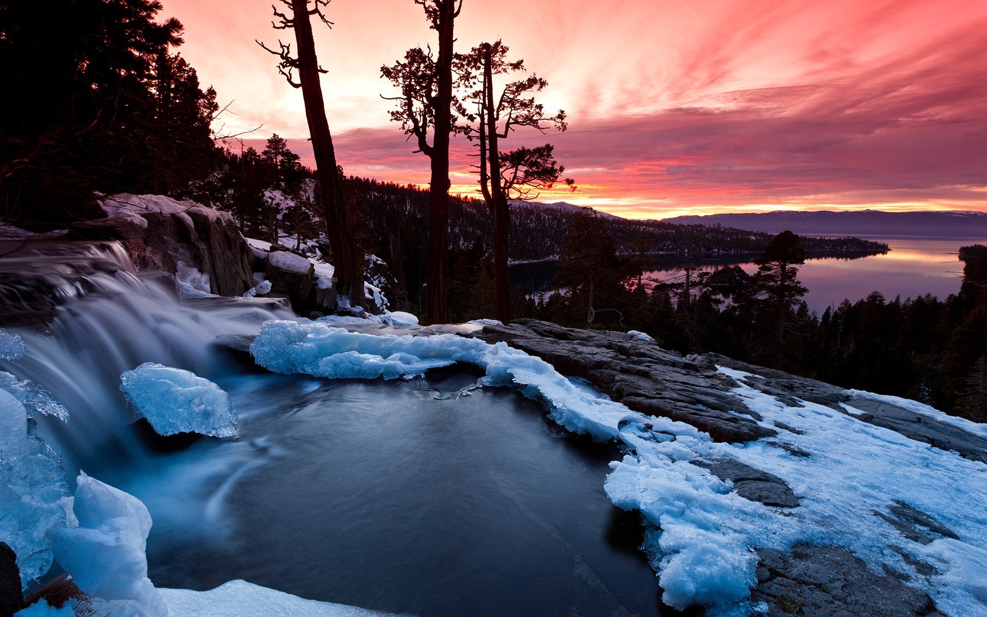 landscape, Sunset, Winter, Snow, Ice Wallpaper