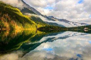 mountain, Forest, Lake, Clouds, Italy, Reflection, Water, Alps, Nature, Landscape, Green