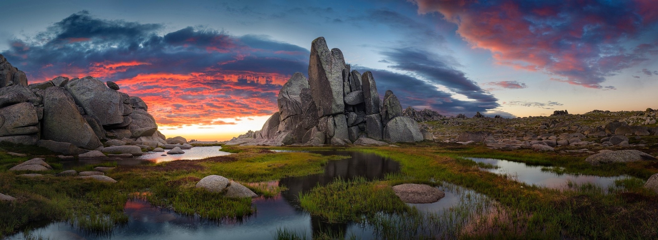 nature, Sunset, Rock, Clouds, Australia, Grass, Landscape, Water Wallpaper