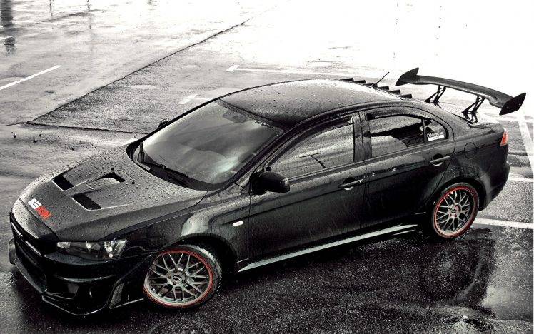 car, Mitsubishi, Mitsubishi Lancer, Black, Monochrome HD Wallpaper Desktop Background