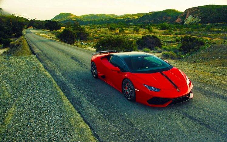 sports Car, Road, Car, Lamborghini Huracan, Red Cars HD Wallpaper Desktop Background