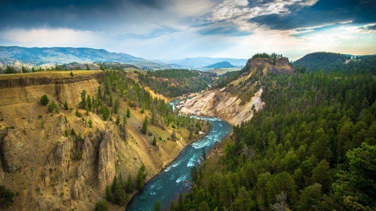 nature, Yellowstone National Park, Grand Canyon, River, Landscape HD Wallpaper Desktop Background